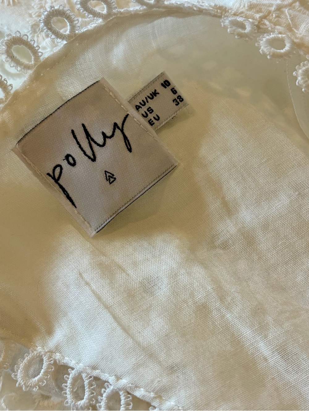 Princess Polly White Eyelet V-Neck Long Sleeve Mini Dress - Picture 12 of 12